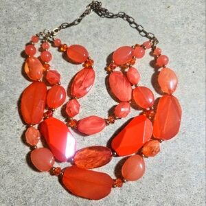 Candy Apple Red flat thick Necklace.